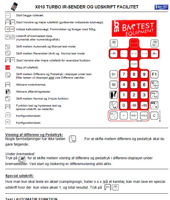 Bremseprøvestand brugsanvisning