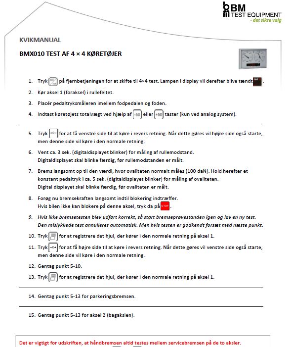 Bremseprøvestand - Manual